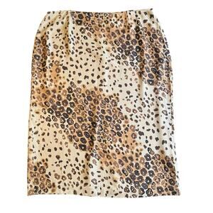 Apostrophe Urban Safari Animal Cheetah Print Midi Skirt Brown Plus 24W